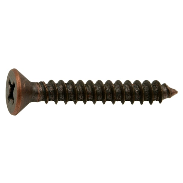Midwest Fastener Sheet Metal Screw, #6 x 1 in, Bronze Plated Steel Flat Head Phillips Drive, 30 PK 63284 - main